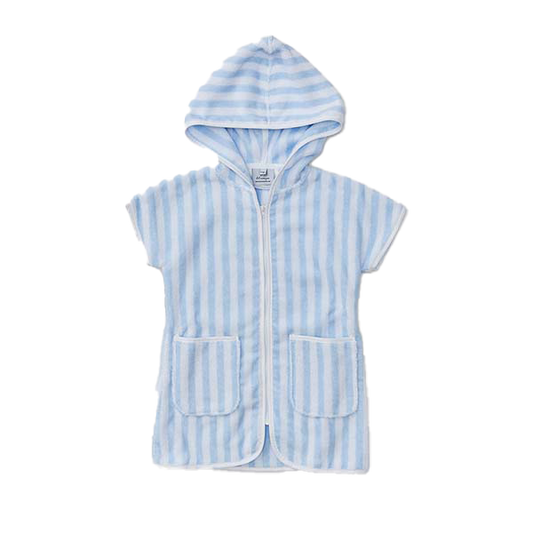 Weezie Towels Luxury Kids' Light Blue Stripe Cover Up | 3-4yr