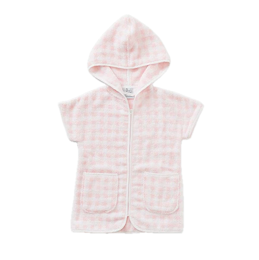 Weezie Towels LuxuryKids' Light Pink Gingham Cover Up | 5-6yr