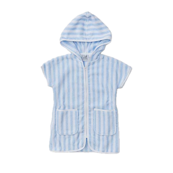 Weezie Towels Luxury Kids' Light Blue Stripe Cover Up | 5-6yr