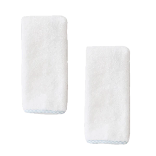 Weezie Towels Luxury Baby Lil Burp Cloth Set of 2 | White + Light Blue Gingham