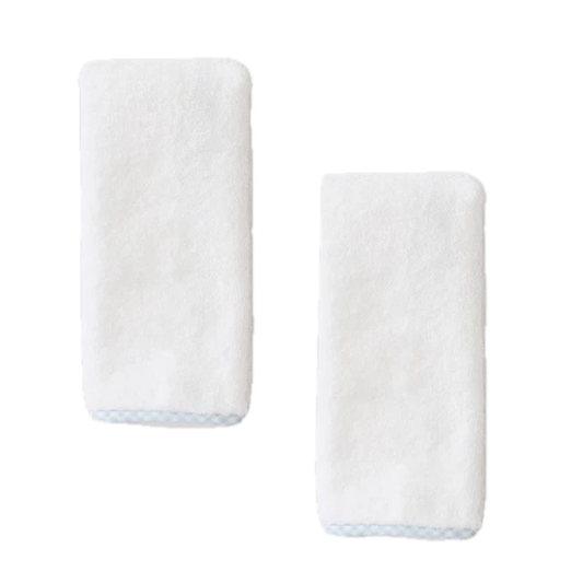 Weezie Towels Luxury Baby Lil Burp Cloth Set of 2 | White + Light Blue Gingham