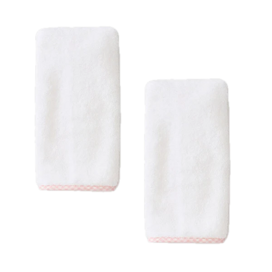Weezie Towels Luxury Baby Lil Burp Cloth Set of 2 | White + Light Pink Gingham