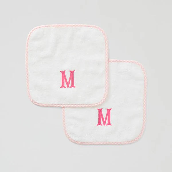Weezie Towels LuxuryBaby Lil Washcloth Set of 2 | White + Light Pink Gingham