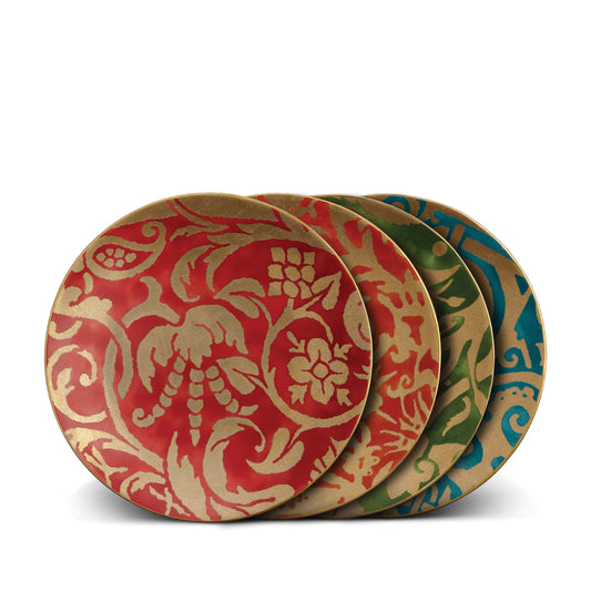 L'Objet Fortuny 24k Gold Hand Gilded Earthernware Dessert Plate Set of 4 Assorted Colors | 8in
