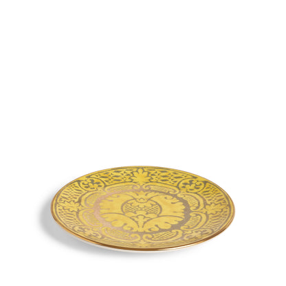 L'Objet Fortuny Orsini Yellow 24k Gold Hand Gilded Earthernware Dessert Plates Set of 4 | 8in