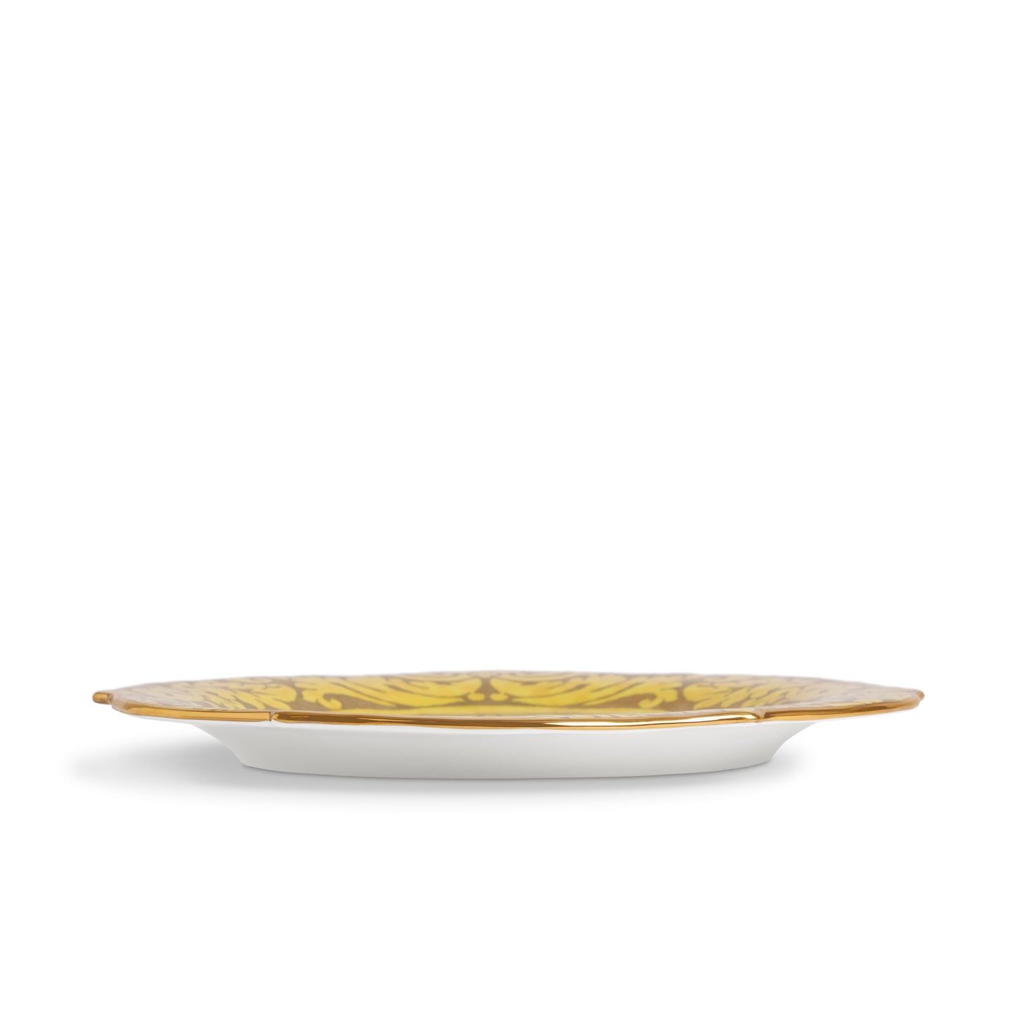 L'Objet Fortuny Orsini Yelllow 24k Gold Hand Gilded Earthernware Large Round Platter | 14in