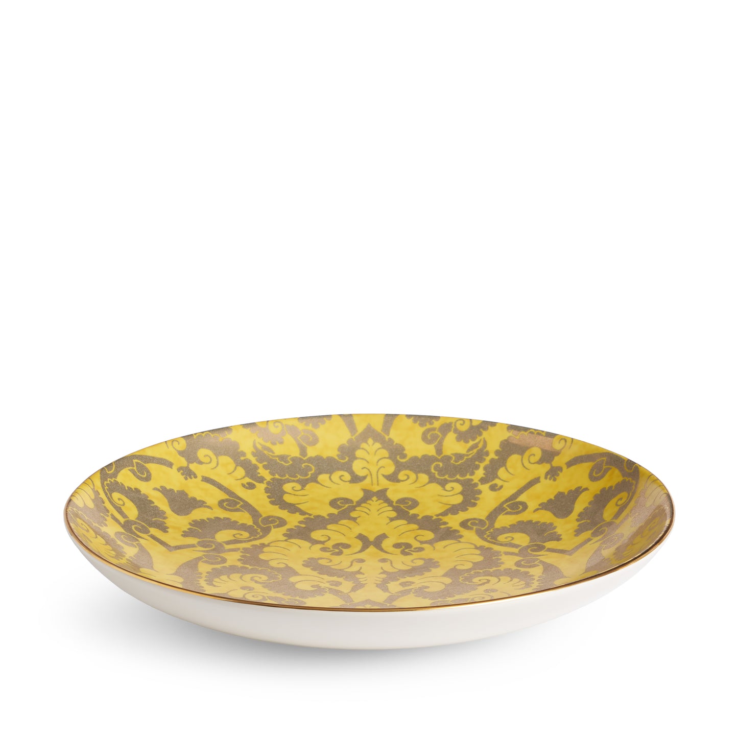 L'Objet Fortuny Laotze Yellow 24k Gold Hand Gilded Earthernware Large Coupe Bowl | 18x3in