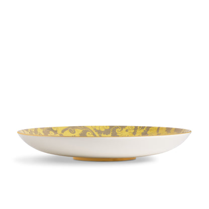 L'Objet Fortuny Laotze Yellow 24k Gold Hand Gilded Earthernware Large Coupe Bowl | 18x3in