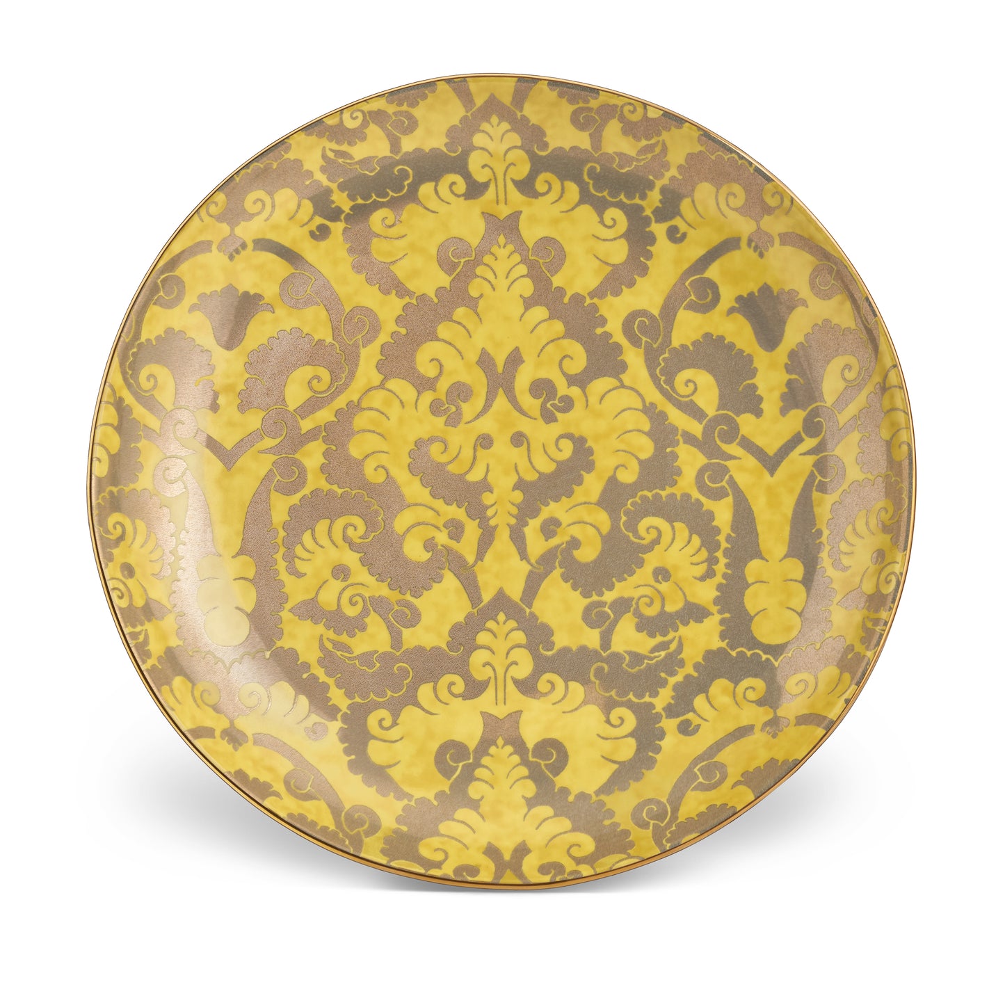 L'Objet Fortuny Laotze Yellow 24k Gold Hand Gilded Earthernware Large Coupe Bowl | 18x3in