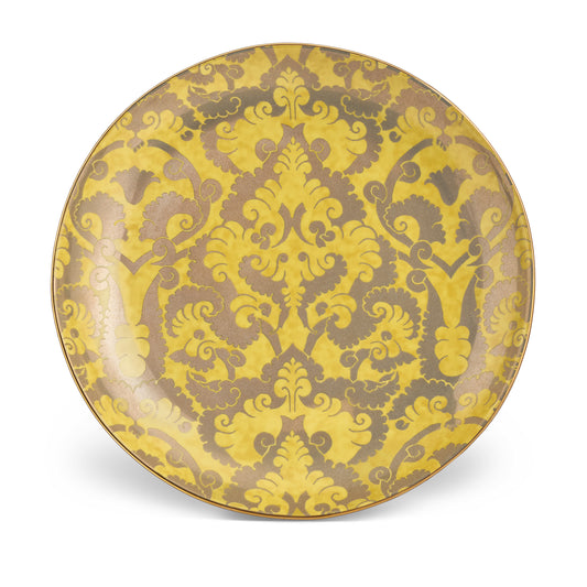L'Objet Fortuny Laotze Yellow 24k Gold Hand Gilded Earthernware Large Coupe Bowl | 18x3in