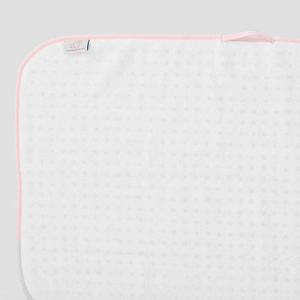 Weezie Towels Luxury Signature Bath Mat | White + Ballet Pink Piping