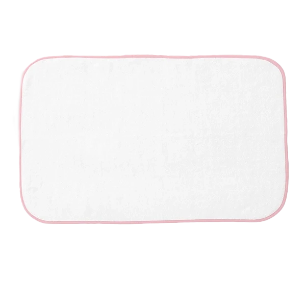 Weezie Towels Luxury Signature Bath Mat | White + Ballet Pink Piping