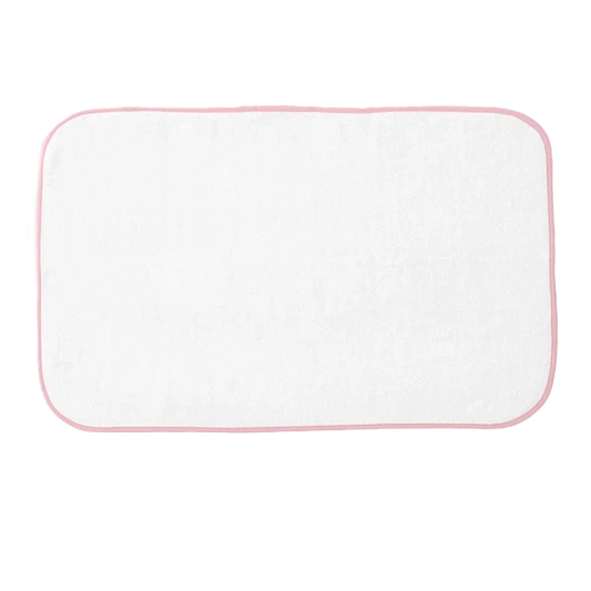 Weezie Towels Luxury Signature Bath Mat | White + Ballet Pink Piping