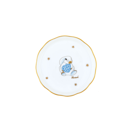 Herend Bunny Coaster | 4in Blue