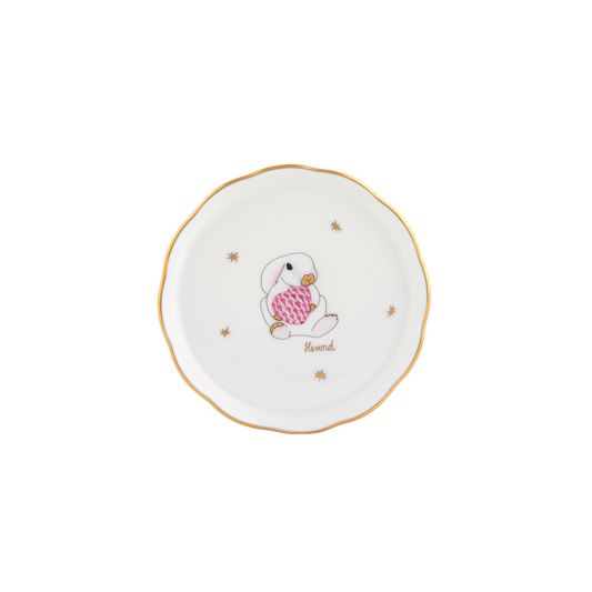 Herend Bunny Coaster | 4in Raspberry