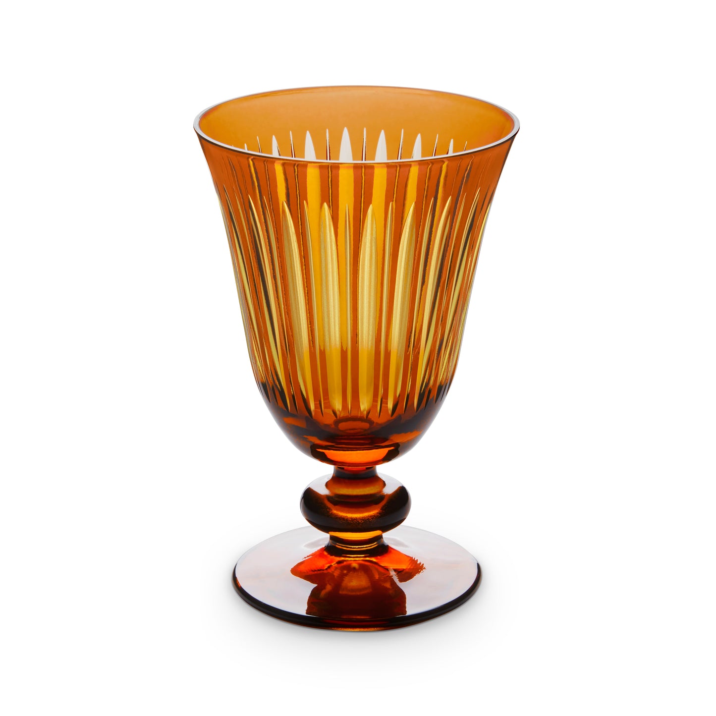 L'Objet Prism Amber Hand Cut Glass Wine Glass Set of 4 | 5.5in 9oz