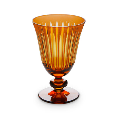 L'Objet Prism Amber Hand Cut Glass Wine Glass Set of 4 | 5.5in 9oz