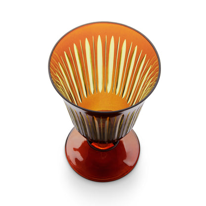L'Objet Prism Amber Hand Cut Glass Wine Glass Set of 4 | 5.5in 9oz