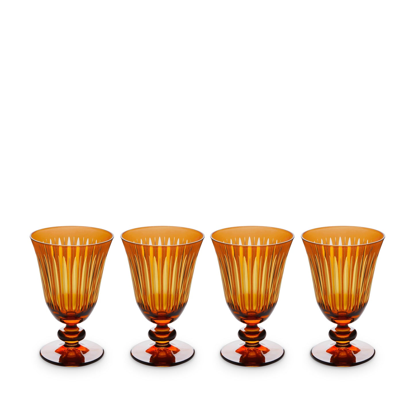 L'Objet Prism Amber Hand Cut Glass Wine Glass Set of 4 | 5.5in 9oz