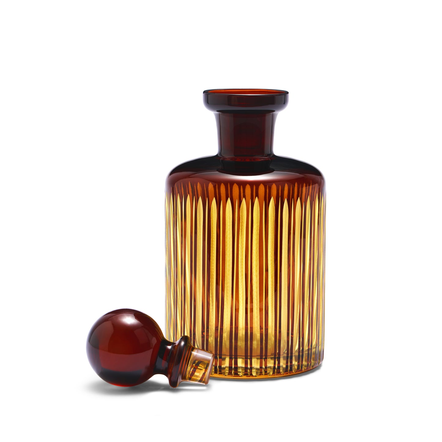 L'Objet Prism Amber Hand Cut Glass Decanter | 11in 1.2L