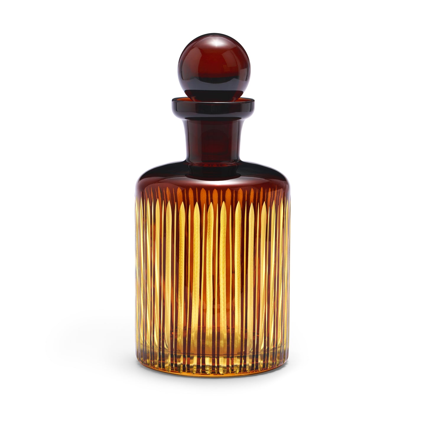 L'Objet Prism Amber Hand Cut Glass Decanter | 11in 1.2L