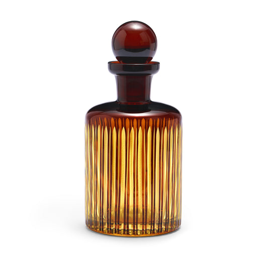L'Objet Prism Amber Hand Cut Glass Decanter | 11in 1.2L