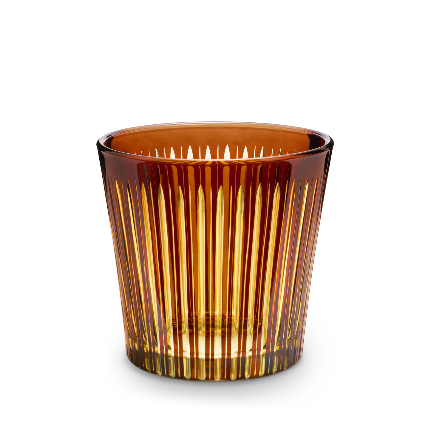 L'Objet Prism Amber Hand Cut Glass Ice Bucket + Tongs | 5.25x5in 25oz