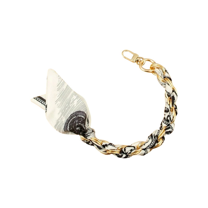 Satin Scarf Gold Phone Chain Wristlet | Black