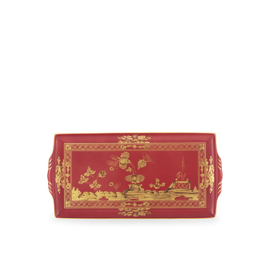Ginori 1735 Oriente Italiano Rectangular Tray with Handles | 13.2x7in Rubrum