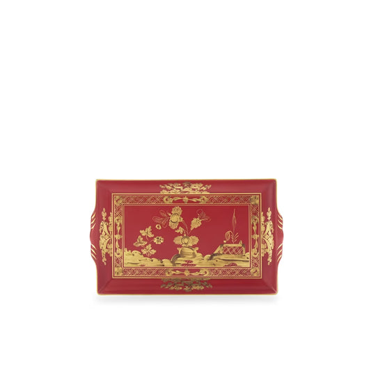 Ginori 1735 Oriente Italiano Rectangular Tray with Handles | 9.2x6in Rubrum