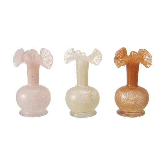 Ruffle Opaque Glass Vase | 7.5x4in