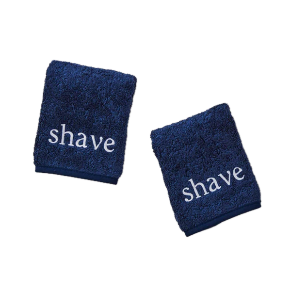 Weezie Towels Luxury Shave Towel | Navy + White Shave Embroidery