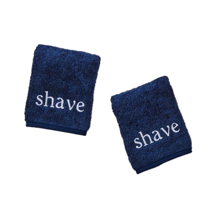 Weezie Towels Luxury Shave Towel | Navy + White Shave Embroidery