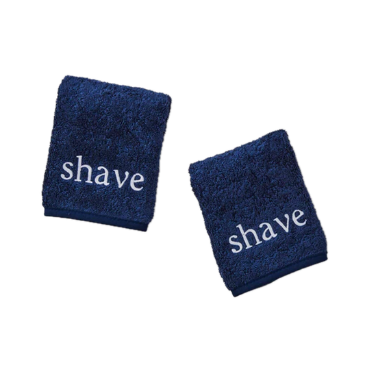 Weezie Towels Luxury Shave Towel | Navy + White Shave Embroidery