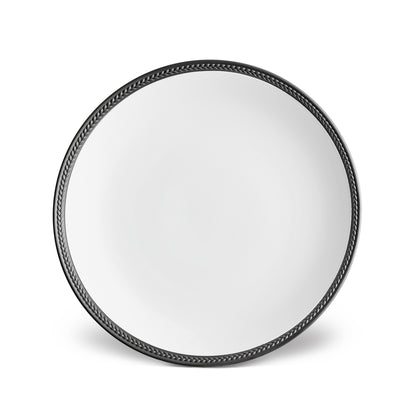 L'Objet Soie Tressee White Black Braid Porcelain Dinner Plate | 8.5in
