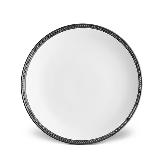 L'Objet Soie Tressee White Black Braid Porcelain Dinner Plate | 8.5in