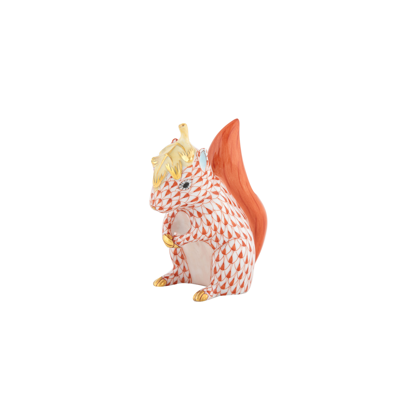 Herend Squirrel with Leaf | 3in Rust