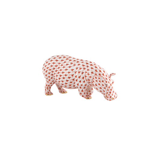 Herend Medium Hippopotamus | 5.25in Rust