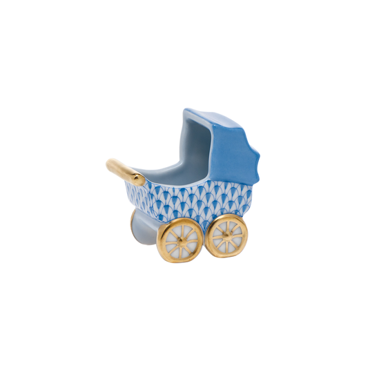 Herend Baby Carriage | 2.25in Blue