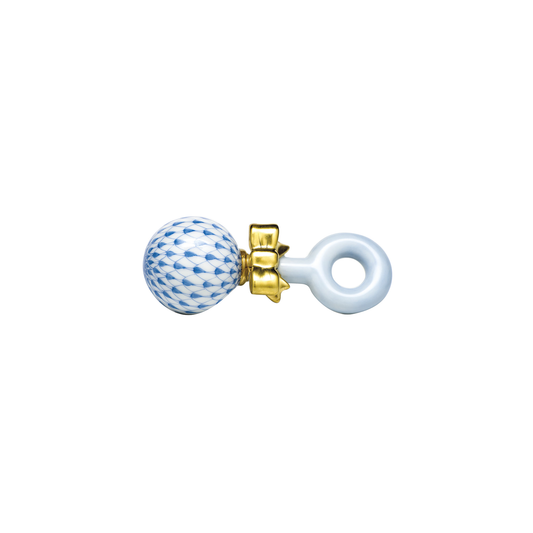 Herend Baby Rattle | 4in Blue