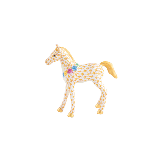 Herend Foal with Flowers | 3.5in Butterscotch