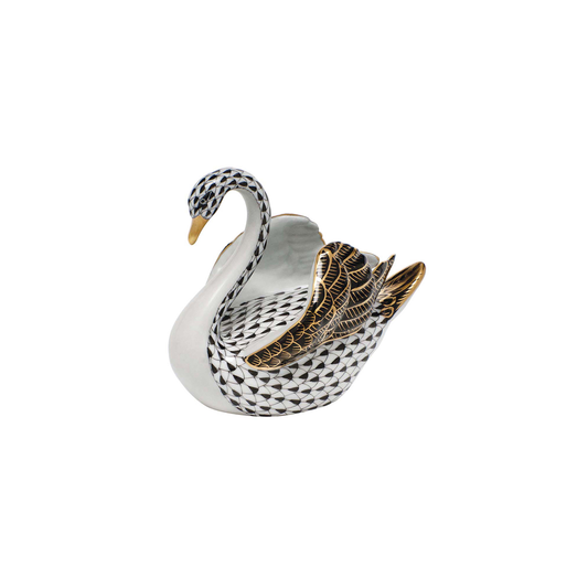 Herend Swan | 4in Black