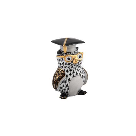 Herend Graduation Owl | 2.25in Black