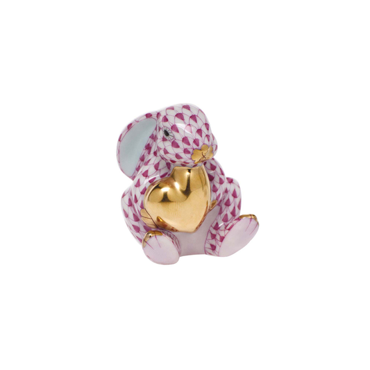 Herend Bunny with Heart | 2in Raspberry