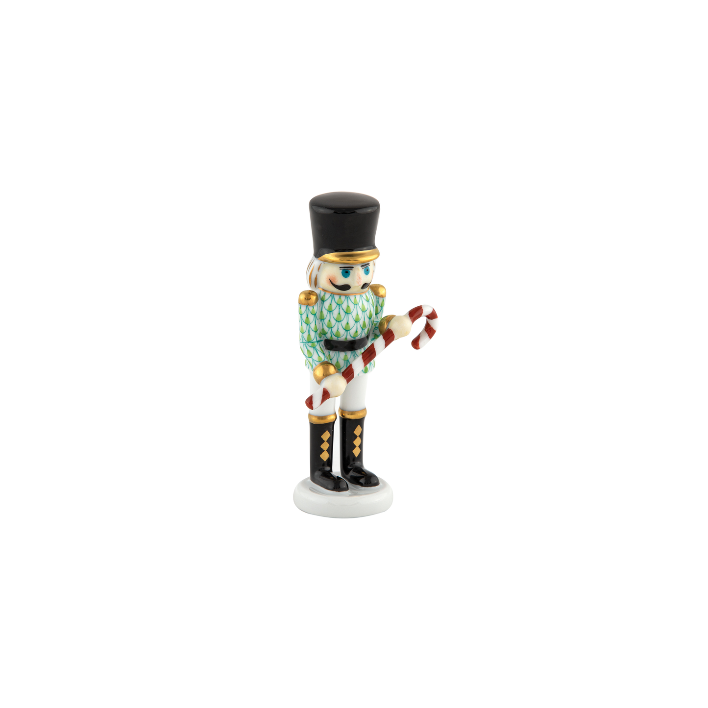 Herend Small Nutcracker with Candy Cane | 4.25in Key Lime