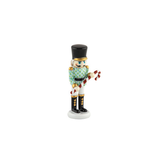 Herend Small Nutcracker with Candy Cane | 4.25in Key Lime