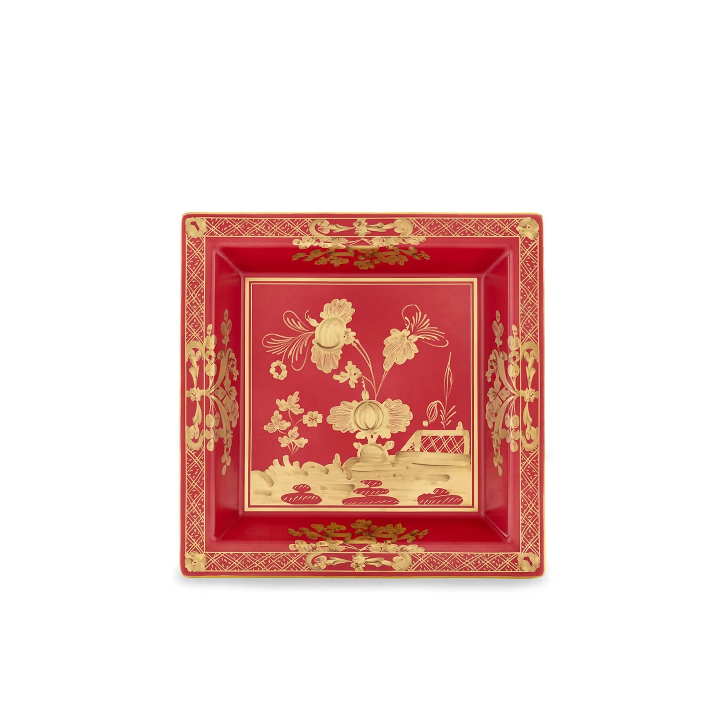 Ginori 1735 Oriente Italiano Square Vide Poche Change Tray | Rubrum 9.65in