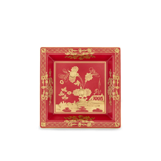Ginori 1735 Oriente Italiano Square Vide Poche Change Tray | Rubrum 9.65in