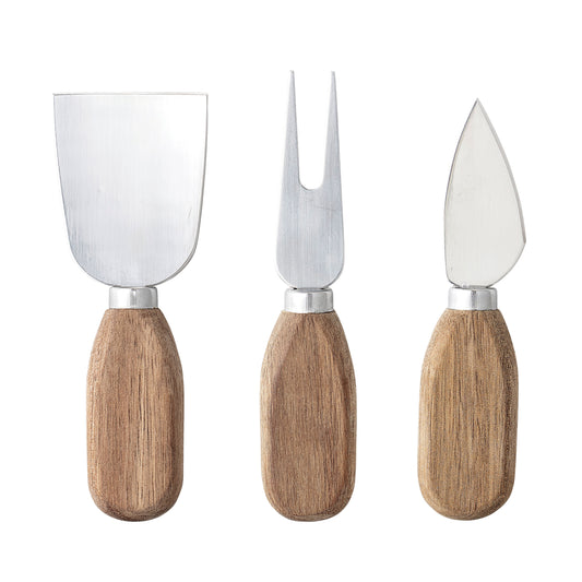 Stainless Steel + Wood Cheese Knife Set of 3