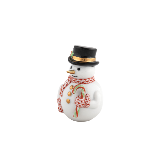Herend Candy Cane Snowman | 3in Rust